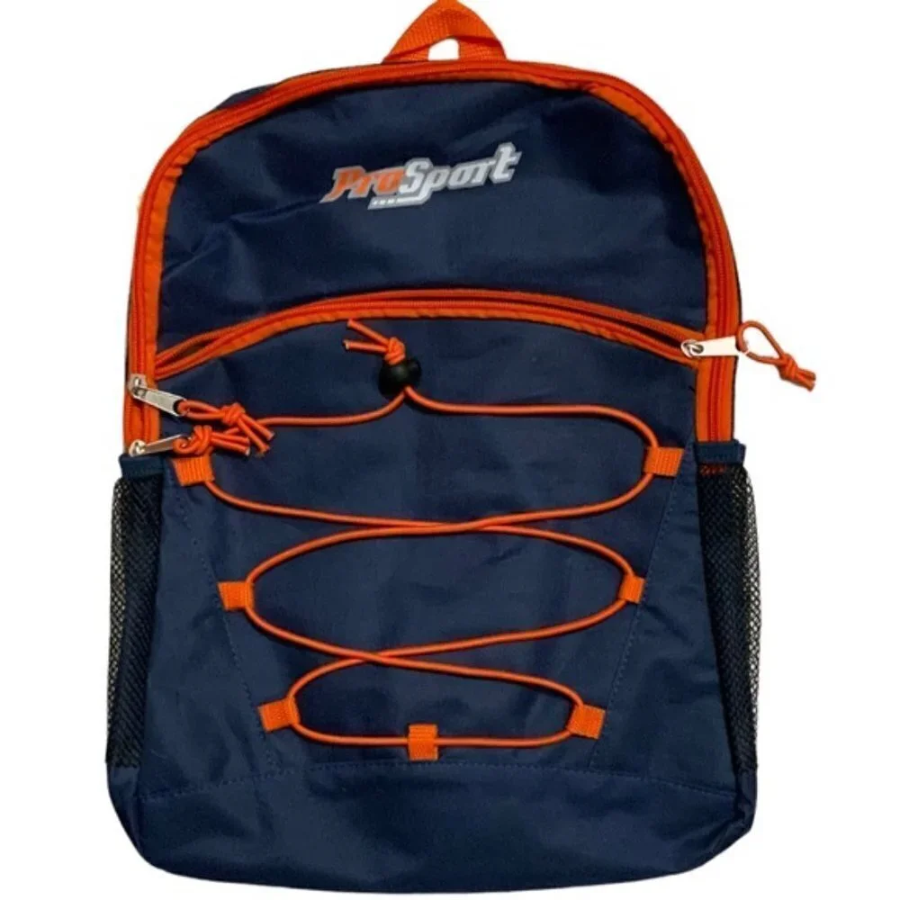Pro Sport Backpack Day Hike School Book Bag Adjustable Padded Straps Blue Orange